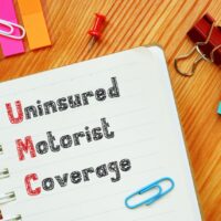 Financial concept about Uninsured Motorist Coverage UM Definition with inscription on the piece of paper.