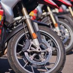 closeup of a motorcycle wheel