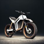 Futuristic electric motorbike, robotic motorcycle