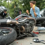 collision-between-motorcycle-and-car-on-the-road